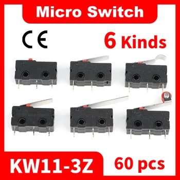 60PCS mikrolüliti/Kast piirlüliti 5A250VAC KW11-3Z Mini Mikro Lüliti Rihmaratas Laser Masin Micro Limit Andur