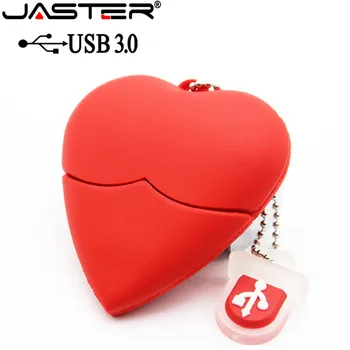 JASTER USB 3.0 punane südame-kujuline usb flash drive pen drive 4GB/8GB/16GB/32GB/64GB ilu memory stick armas kingitus tüdruk
