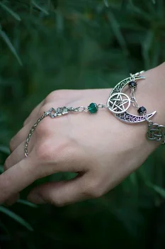 Kuu Käevõru Triple Jumalanna Crescent Käevõru Ringi - Pagan Ehted Gothic Käevõru Pagan Wicca Nõid Pentacle Käevõru