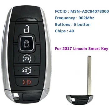 CN093002 Originaal 5 Nuppu Smart Key 2017 Lincoln 902MHZ Transponder Kiip FCCID M3N-A2C9407300 M3N-A2C94078000