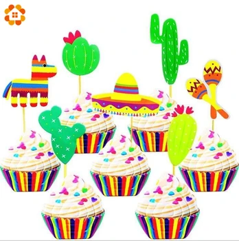 1Set Mehhiko Festival Alpaca Cactus Cupcake Torukübar Cactus Eesel Bachelorette Party Dekoratsioon Suvel Pulmi, Sünnipäeva Tarvikud